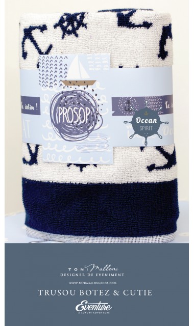 Trusou de botez brodat cu elemente nautice, navy, Ocean 7